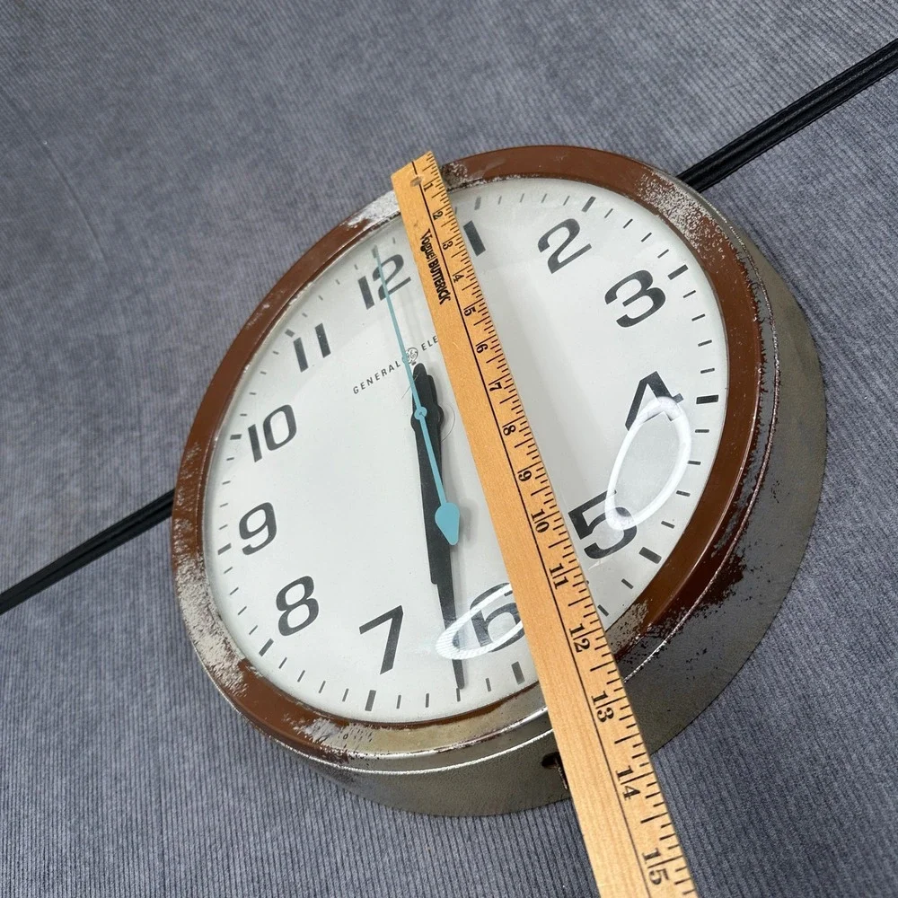 Vintage Electric Wall Clock Model 2012 Brown Industrial Metal Made in USA